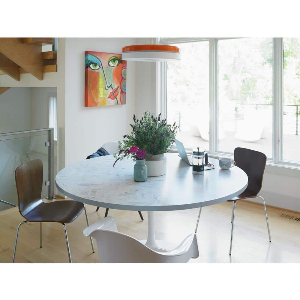 4 ft. x 8 ft. Laminate Sheet in White Marble Herringbone with Matte Finish - Hercitys