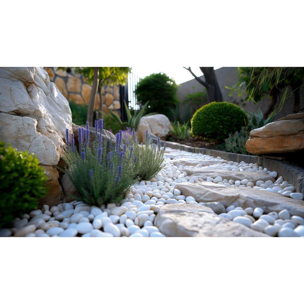 0.40 cu. ft. 1 in. to 2 in. 30 lbs. Grade A White Polished River Pebbles - Hercitys