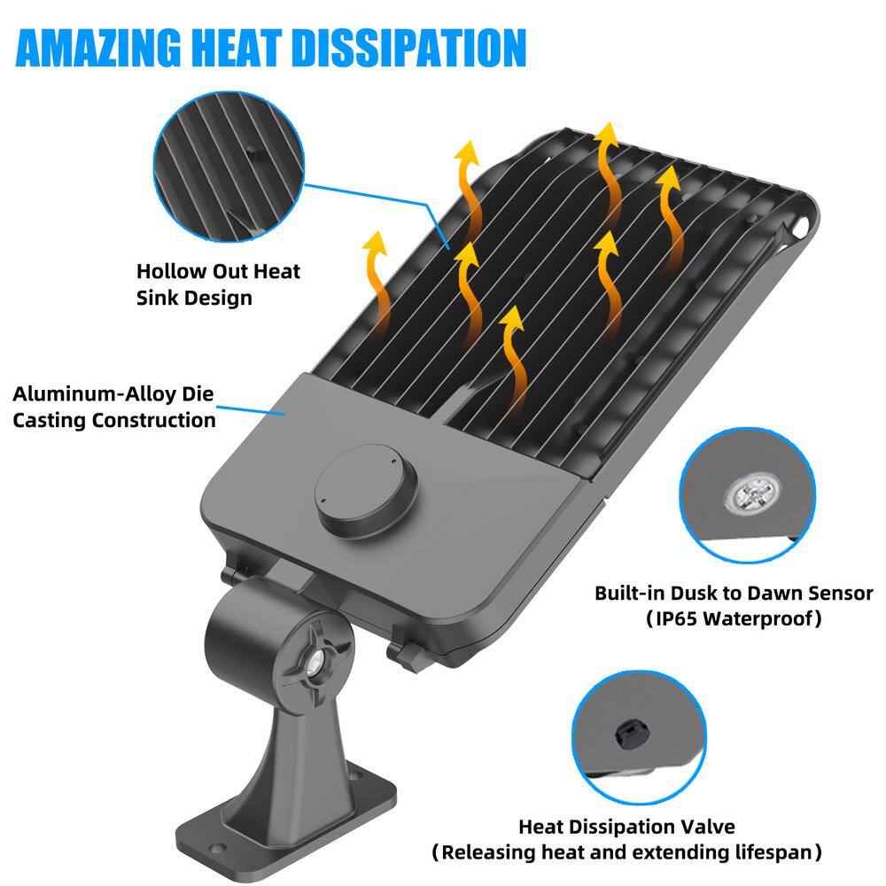 1000-Watt Equivalent Integrated LED Bronze LED Parking Lot Area Light Arm Mount 5000k Dusk to Dawn IP65 - Hercitys