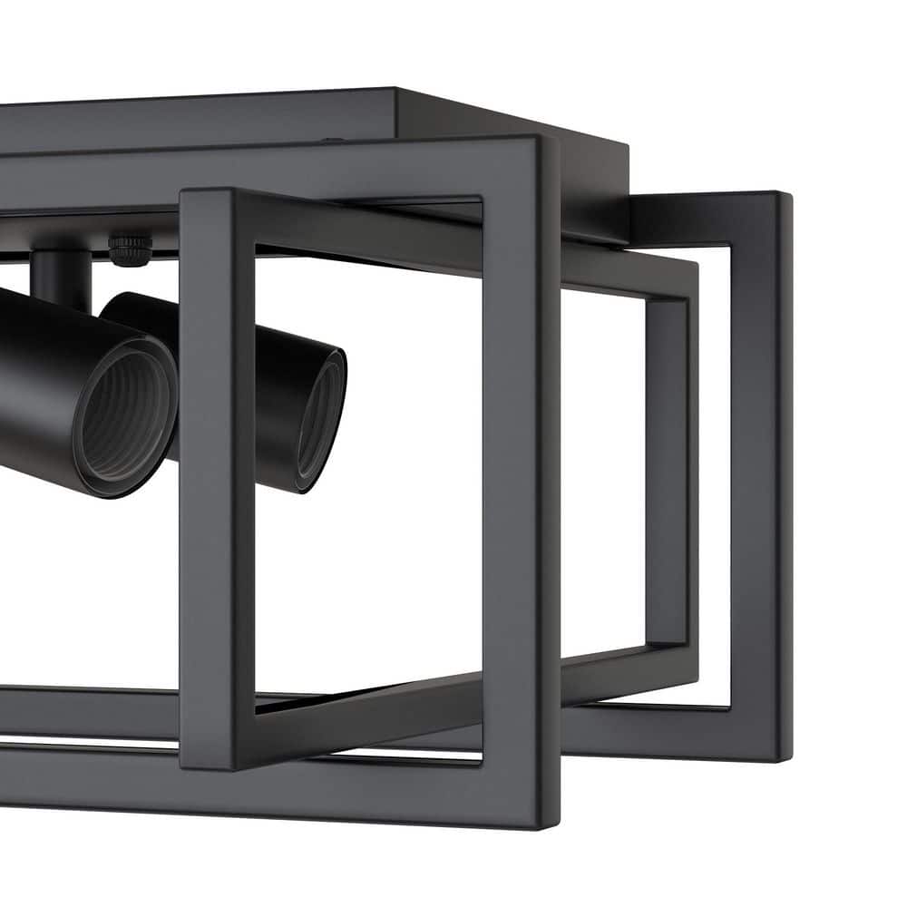 16.5 in. Industrial 4-Light Flush Mount Ceiling Light Fixture, Black Metal Frame with E26 Base No Bulbs Included - Hercitys