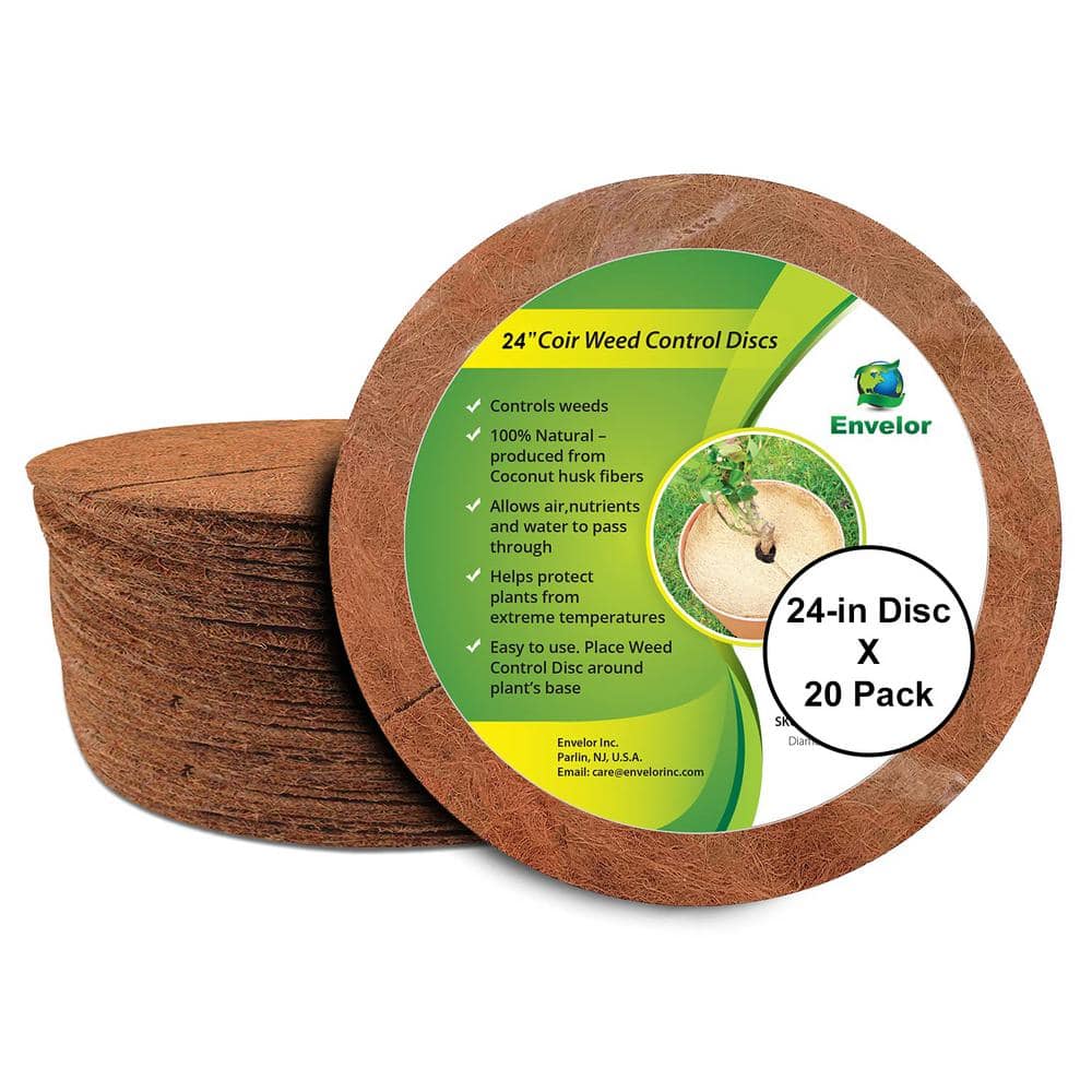 0.3 in. x 24 in. Coconut Fibers Mulch Tree Ring Protector Mat (20-Pack) - Hercitys