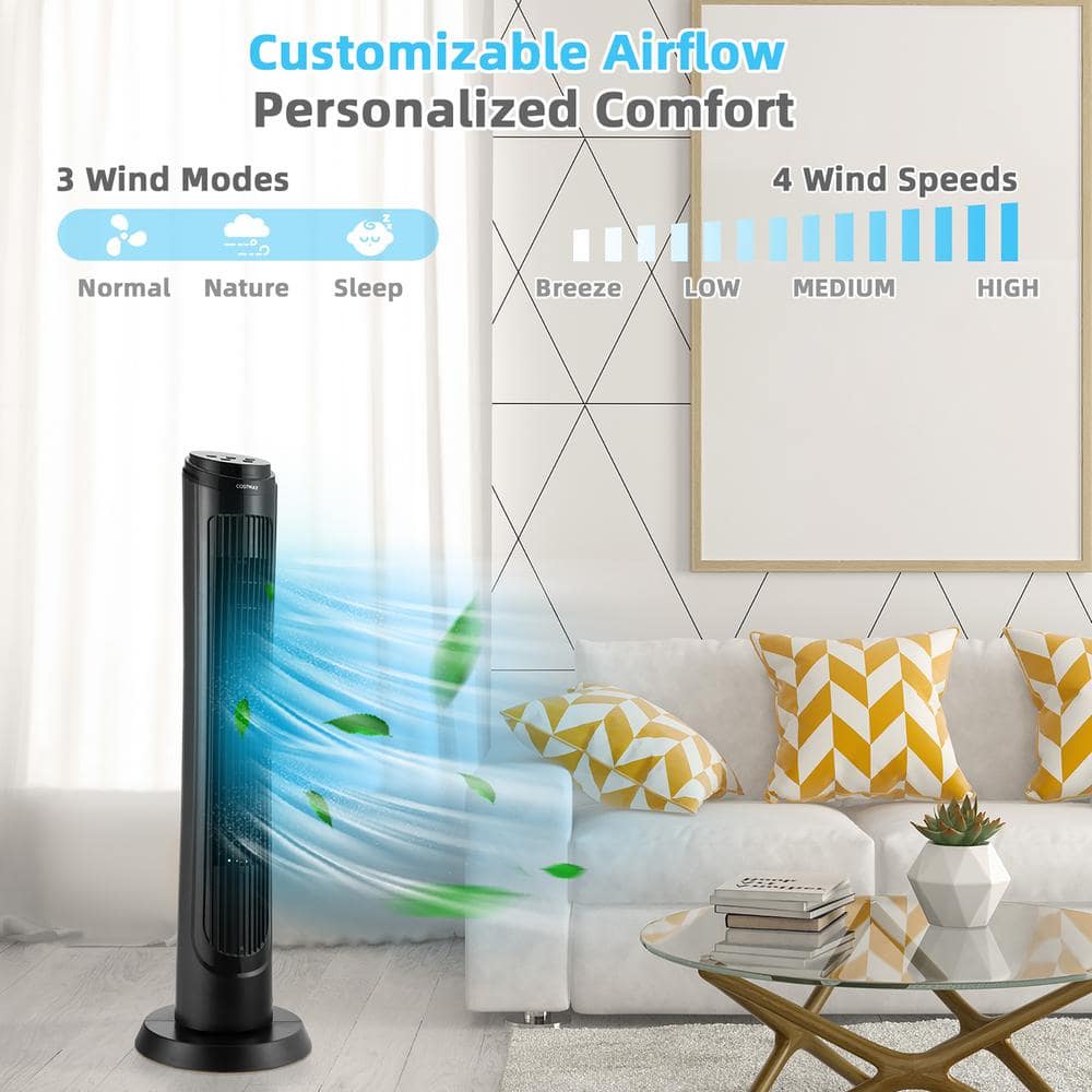 11.5 in. Tower Fan with Remote 75-Degree Oscillating Fan with 3 Wind Modes and 4 Wind Speeds - Hercitys