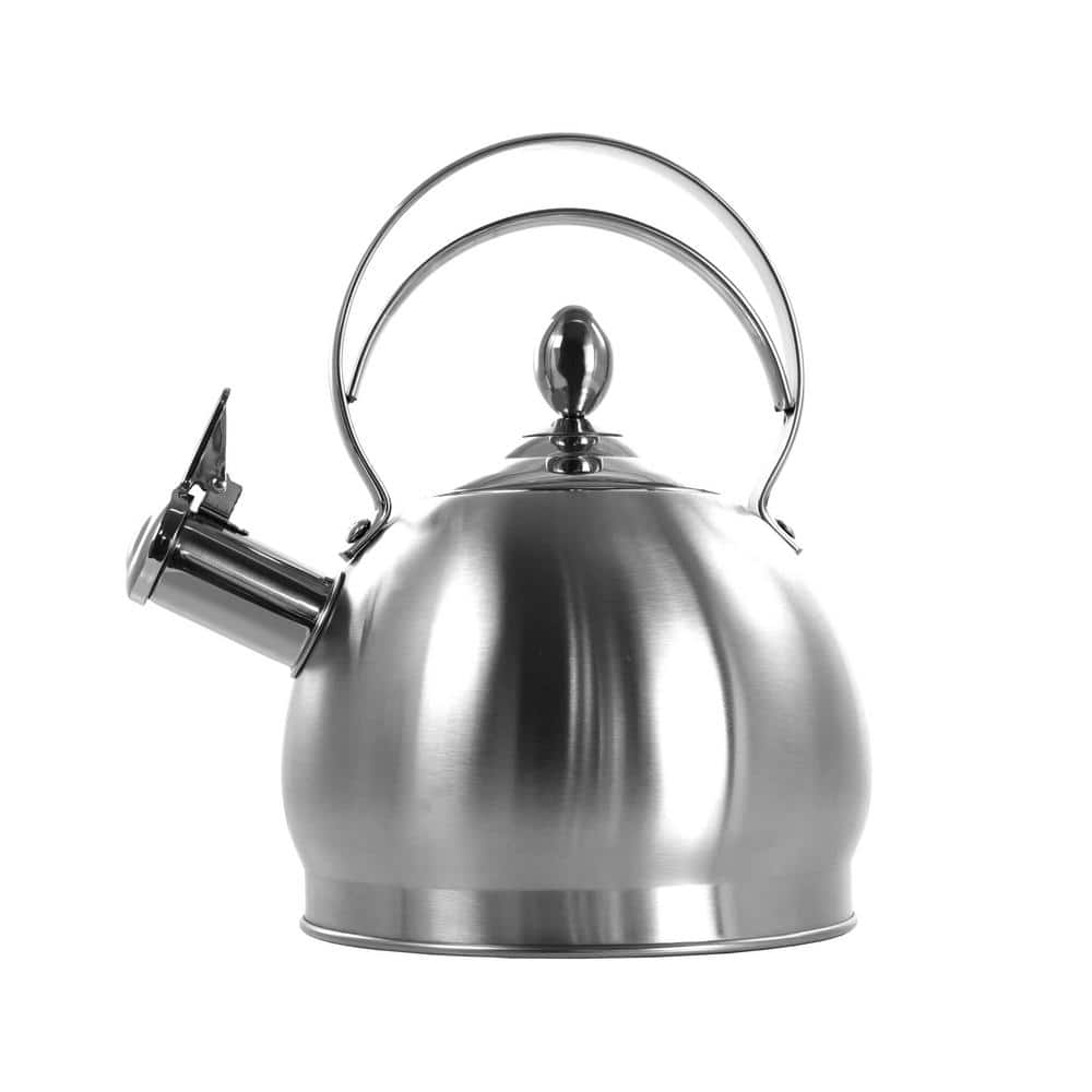 12-Cup Brushed Silver Stainless Steel Whistling Kettle - Hercitys