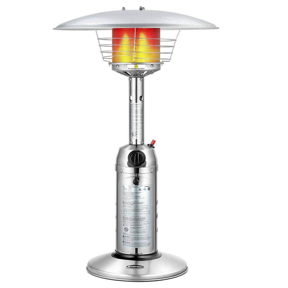 11000 BTU Commercial/Residential Portable Tabletop Silver Natural Gas Patio Heater - Hercitys