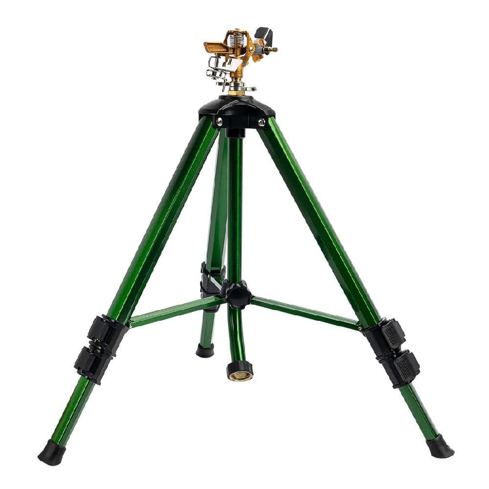 2800 sq. ft. Green Pulsating Impact Sprinkler with Tripod Base and 3/4 in. Hose Connector - Hercitys