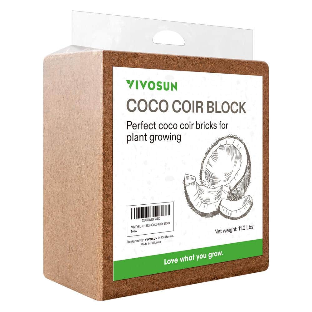 11 lbs. Organic Compressed Coco Coir Brick Coconut Fiber - Hercitys