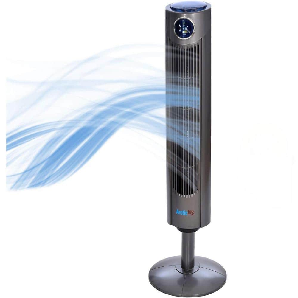 42 in. 3 Fan Speeds Oscillating Tower Fan in Dark Gray with Remote Control - Hercitys