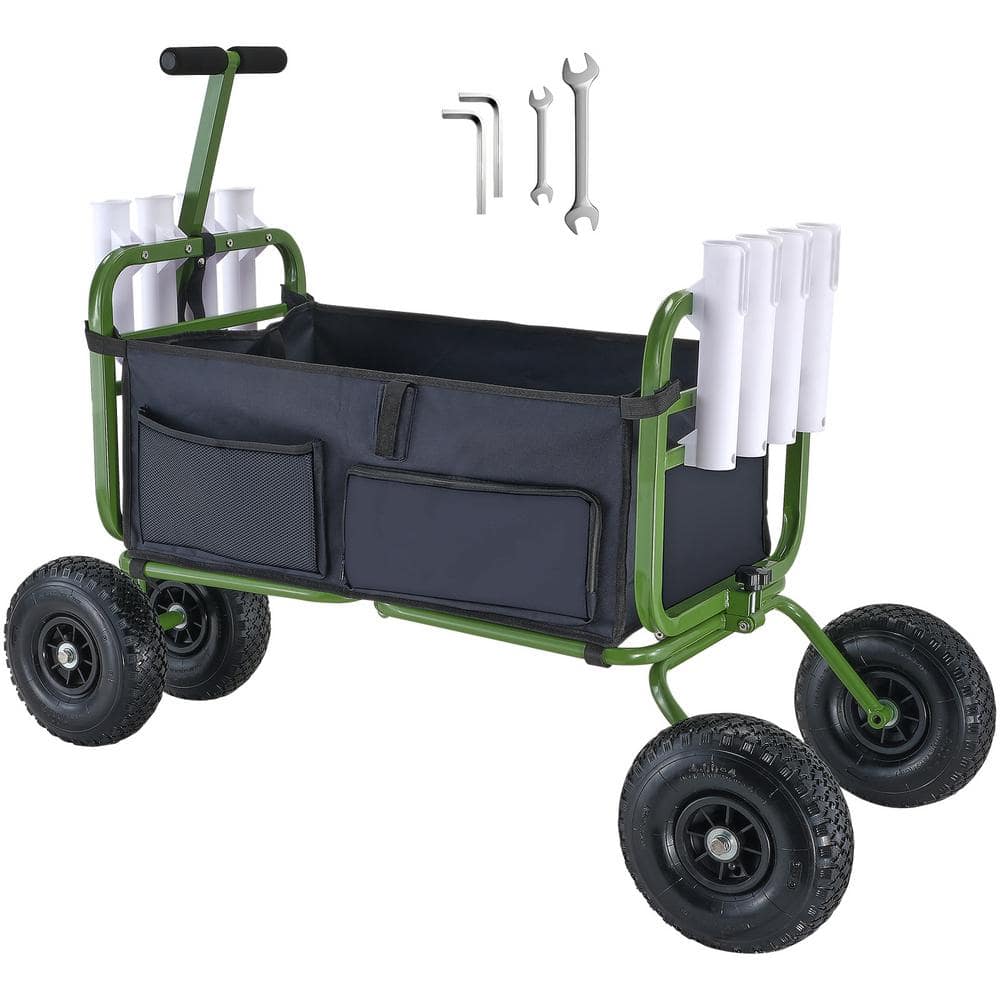5.5 cu. ft. Beach Fishing Cart 300 lbs. Load Capacity for Beach/Picnic Steel Material Garden Cart Heavy-Duty - Hercitys