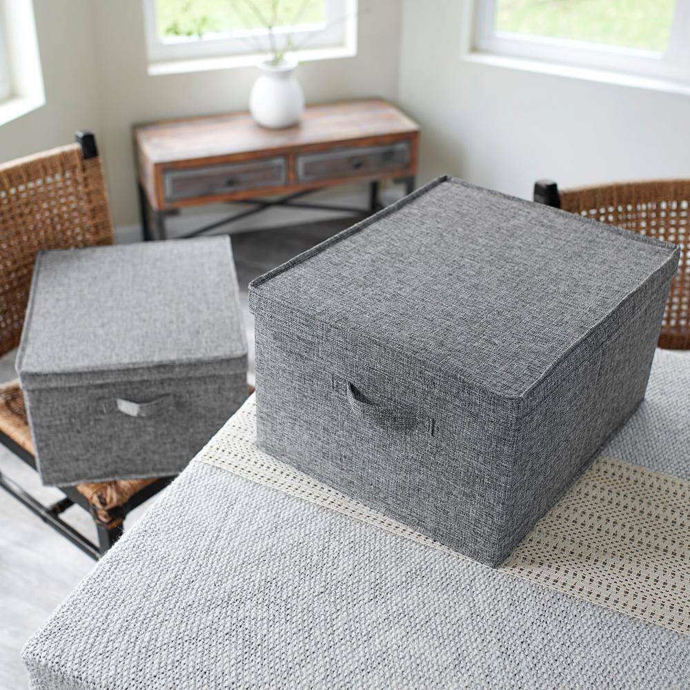 13 Gal. JumboStorage Box in Graphite Linen (2-Pack) - Hercitys