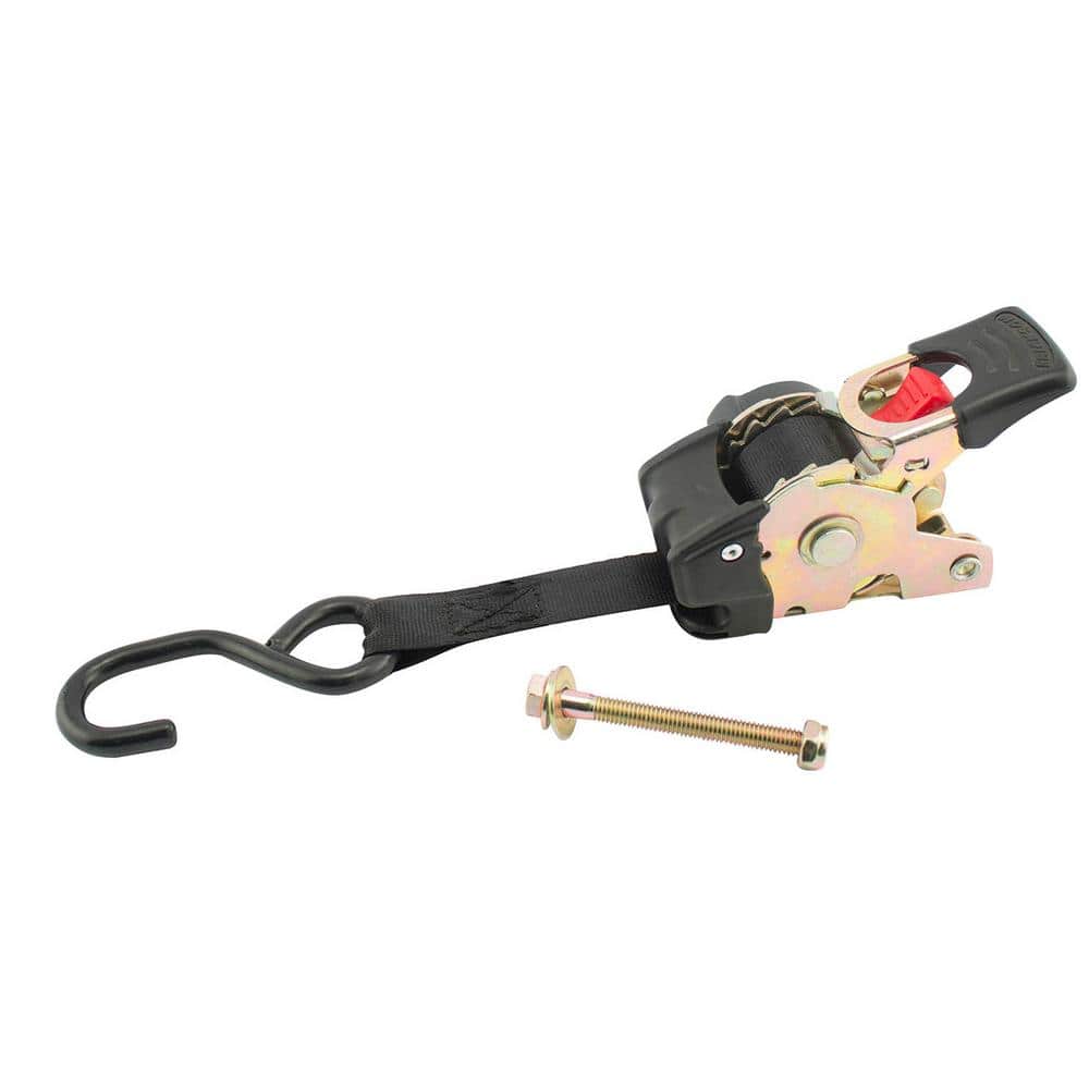 1 in. x 9 ft. 1200 lbs. Bolt On Re-Tractable Ratchet Tie Downs Black (2-Pack) - Hercitys