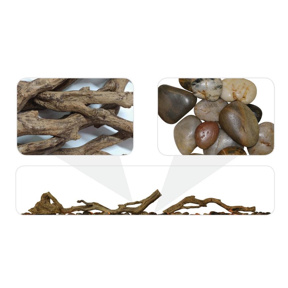 34 in. Linear Driftwood and River Rock Accessory for Dimplex Wall Mount Fireplace - Hercitys