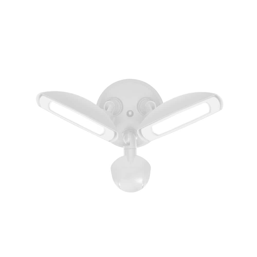 150W Equivalent White Outdoor Integrated LED Twin Head Motion-Sensor Flood Light, 3000 Lumens - Hercitys