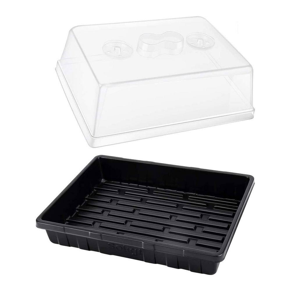 3-Set Seed Starter Trays with 5 Humidity Domes for Germination and Seedling Propagation Holds 144 Cells Total - Hercitys