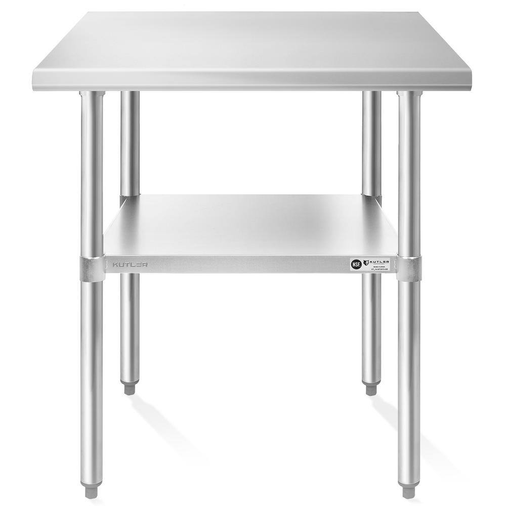 24 in. x 36 in. Stainless Steel Kitchen Prep Table with Bottom Shelf - Hercitys