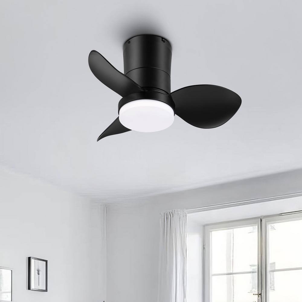 22 in. Black 3 ABS Blades Smart Indoor Ceiling Fan with Remote and Light Kit - Hercitys