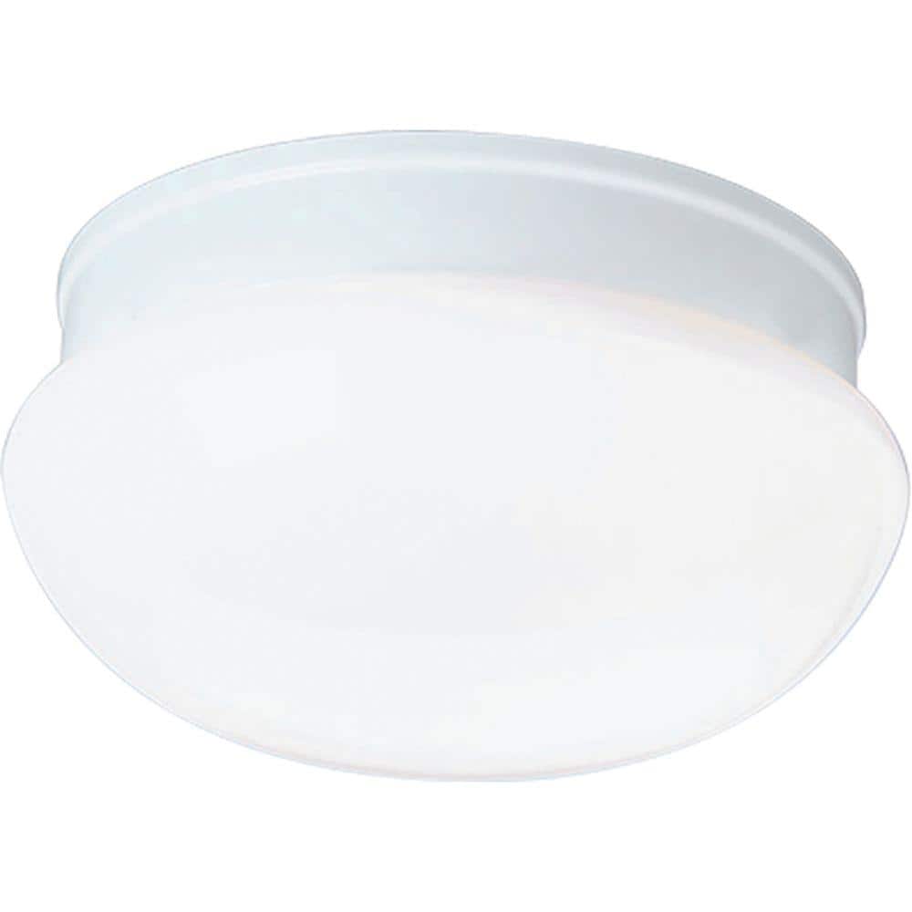 1-Light White Flush Mount with White Glass - Hercitys