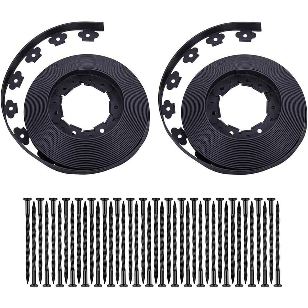 100 ft. Lawn Edging Kit with 60 Stakes, 1.5 in. Tall, Black - Hercitys