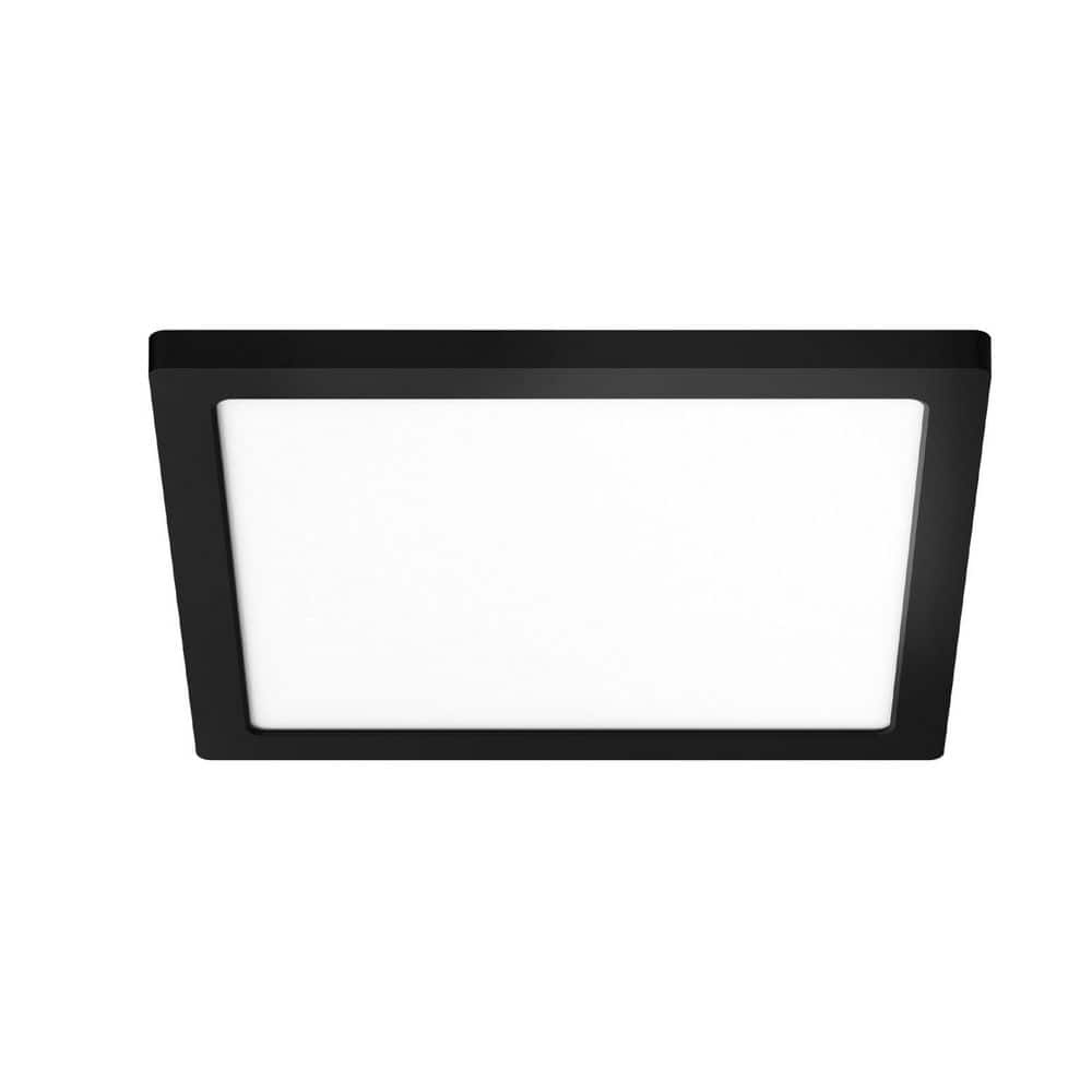 12 in. Black Square New Ultra-Low Profile Integrated LED Flush Mount Ceiling Light 3000K-5000K 3CCT Selectable - Hercitys