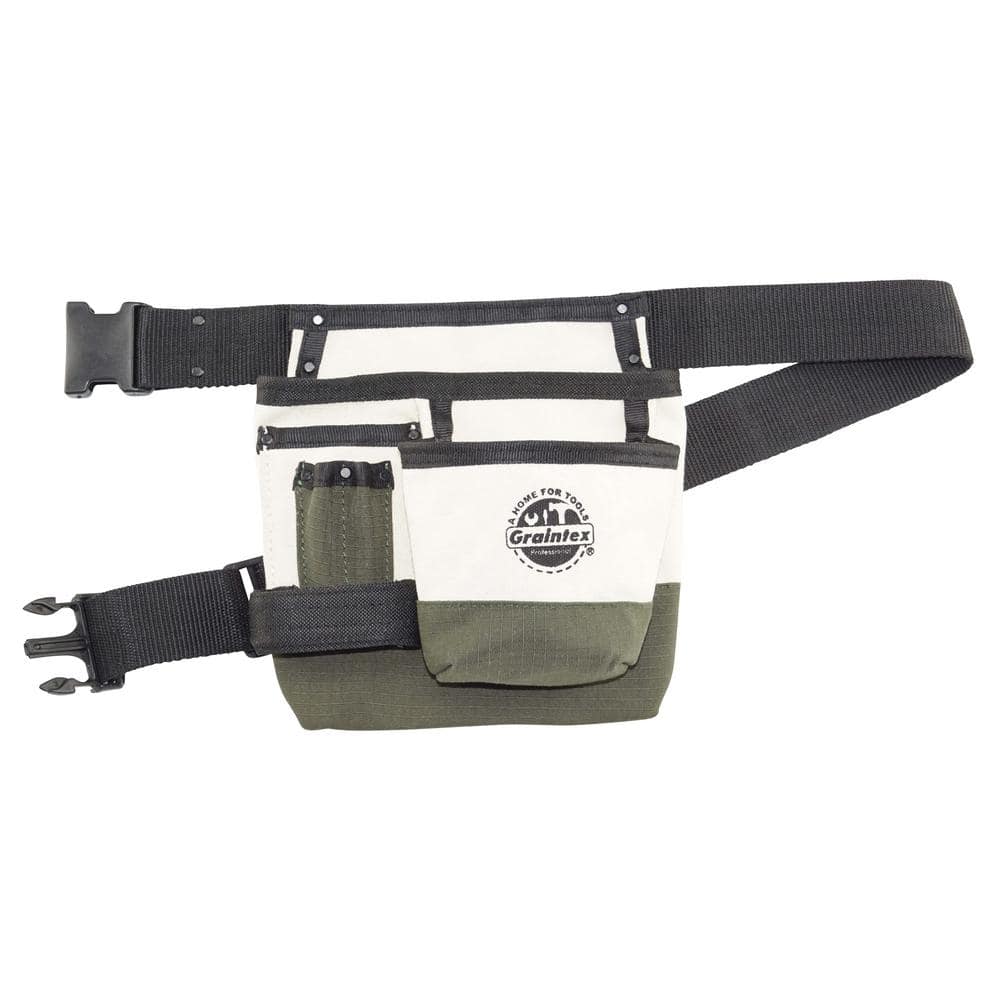 5-Pocket Nail and Tool Pouch with Belt in Canvas - Hercitys
