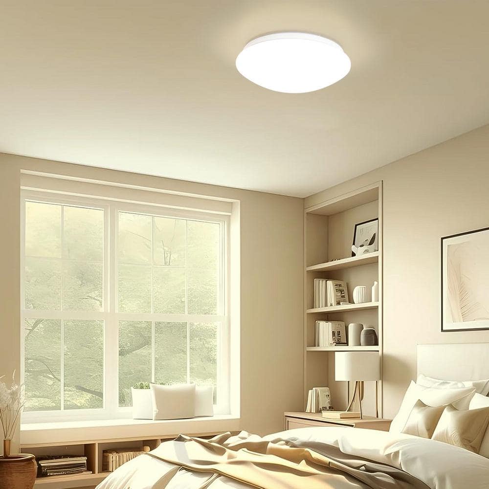 10 in. Integrated LED White Mushroom Flush Mount Ceiling Light 3000K - Hercitys