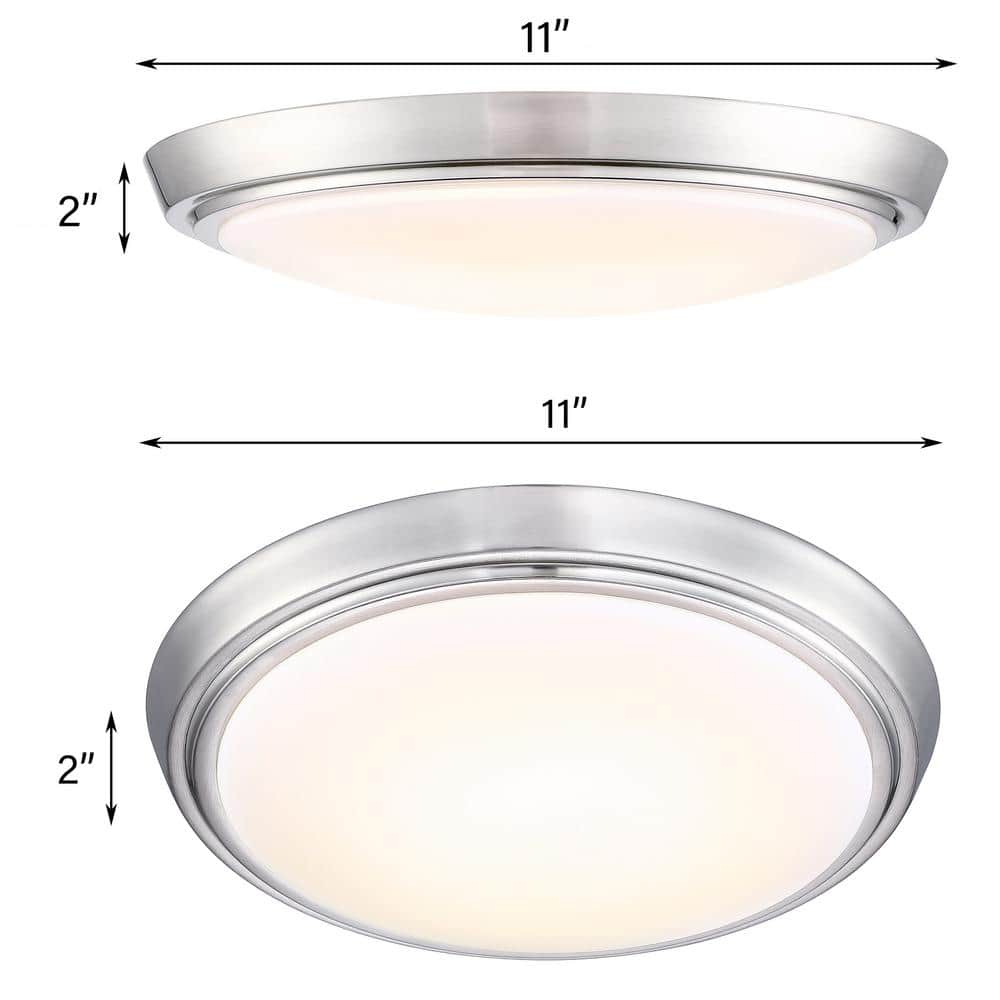 11 in. 1-Light Brushed Nickel Dimmable LED Flush Mount Ceiling Light - Hercitys