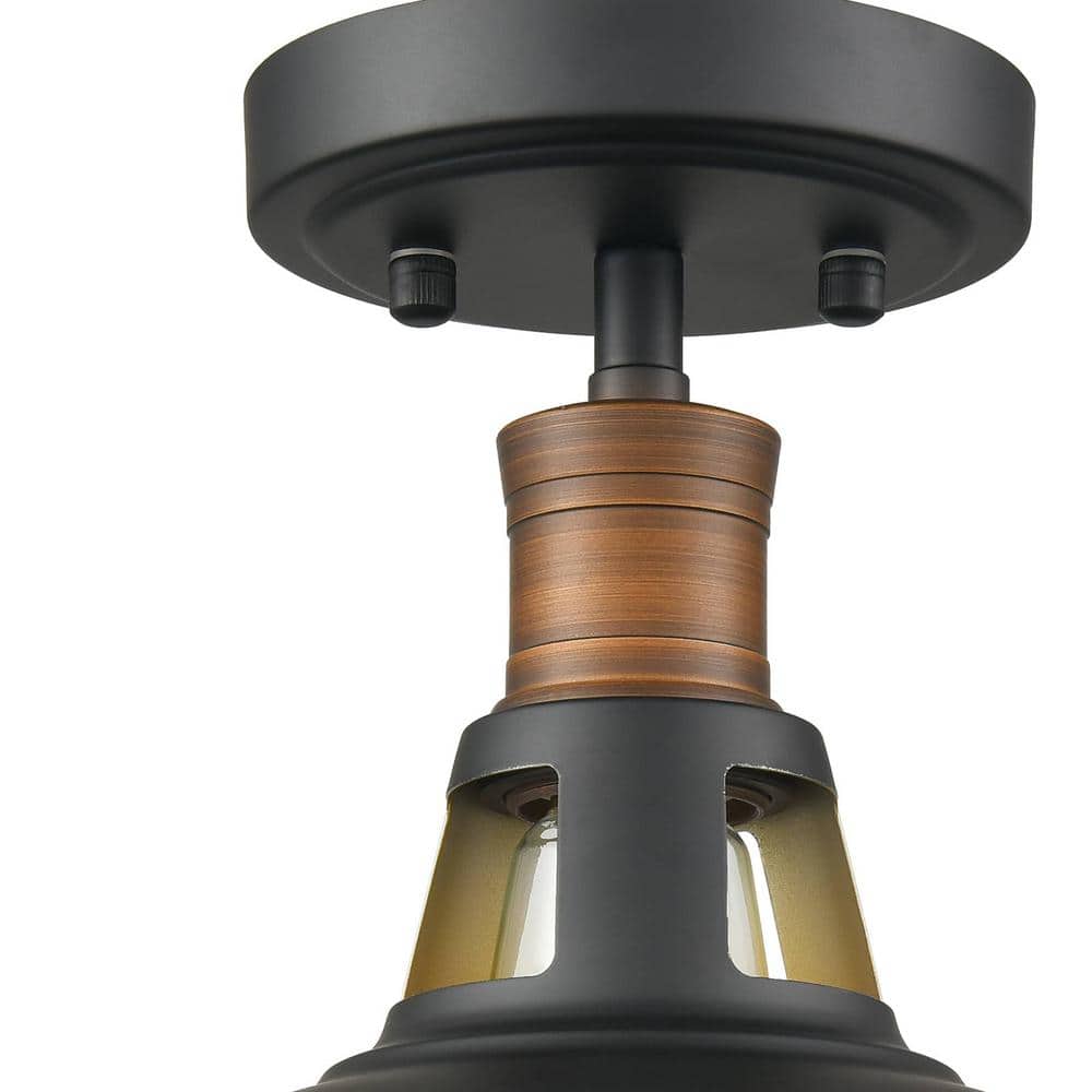 10.6 in. 1-Light Black Modern Semi-Flush Mount with No Glass Shade and No Bulbs Included 1-Pack - Hercitys