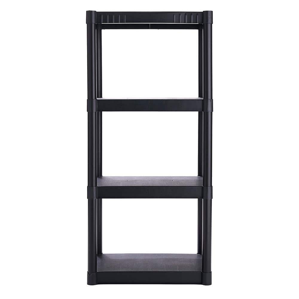 4-Tier Standard Duty Impact-Resistant Plastic Garage Storage Shelving Unit in Black (14.5″ D x 22″ W x 48.25″ H) - Hercitys