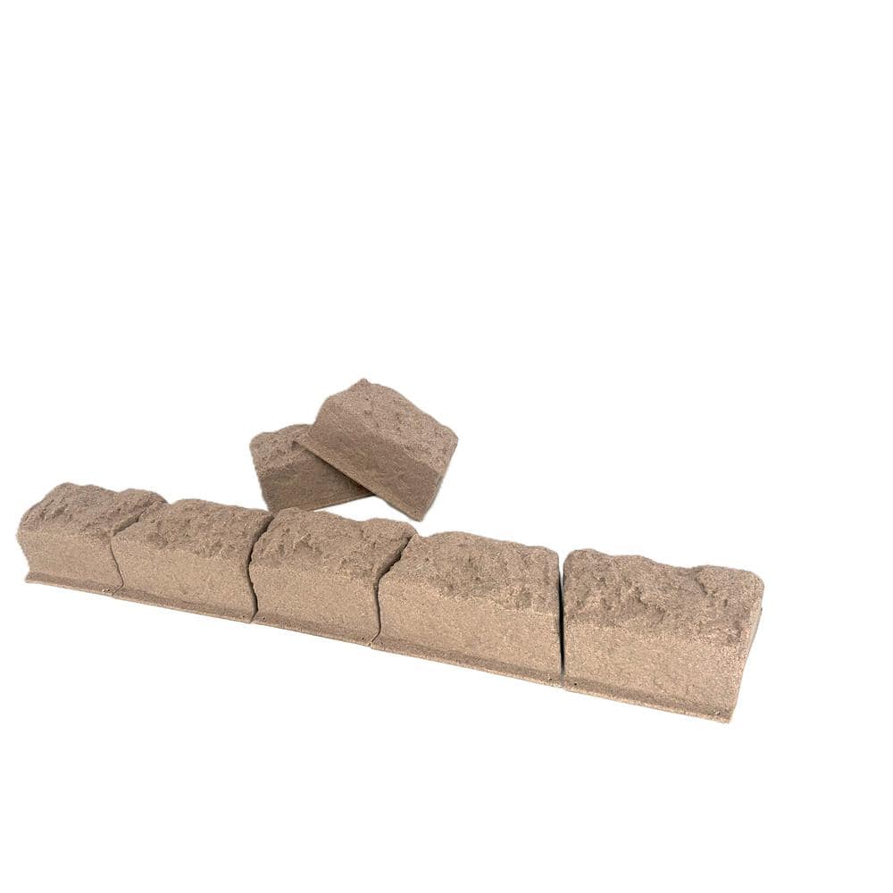 10 in. L x 4 in. W x 4 in. H Small Plastic Block Edging 16-Piece Kit in Tan/Brown - Hercitys