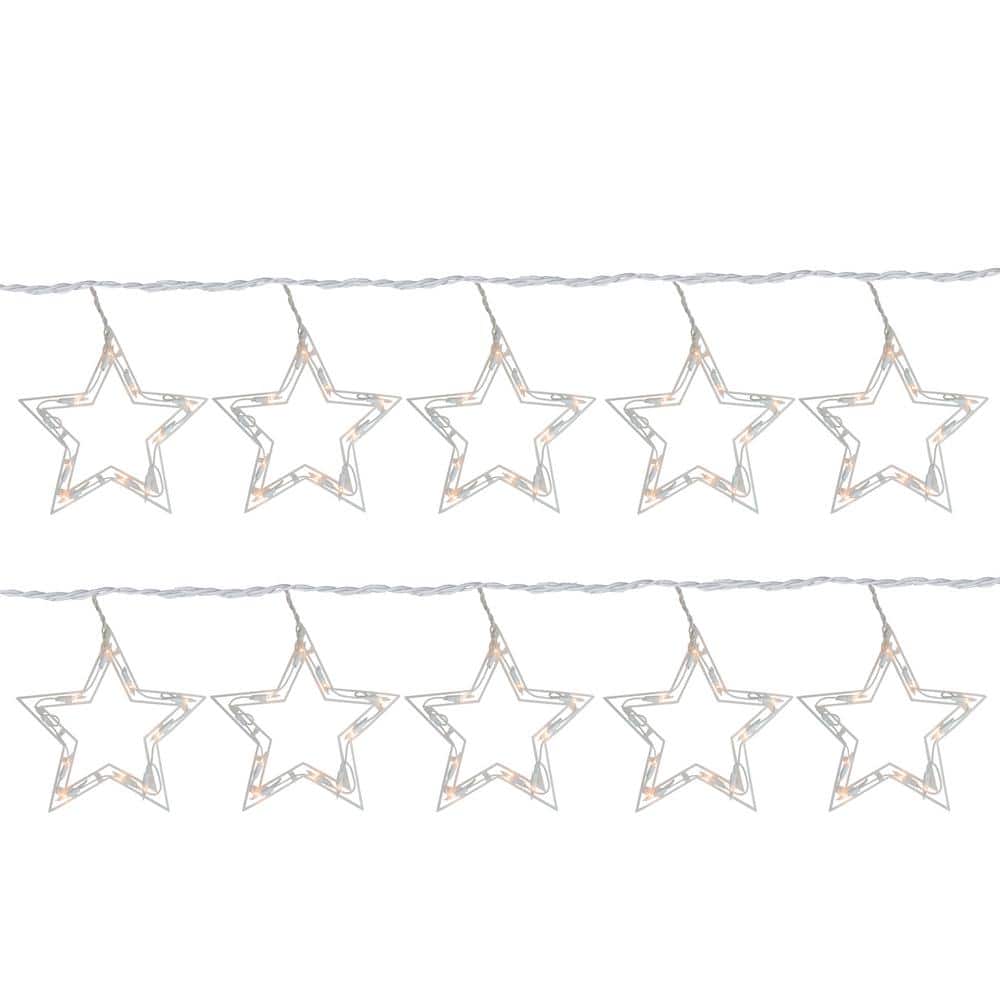 10-Count Clear Twinkling Star Icicle Christmas Lights – 10 ft. – White Wire - Hercitys