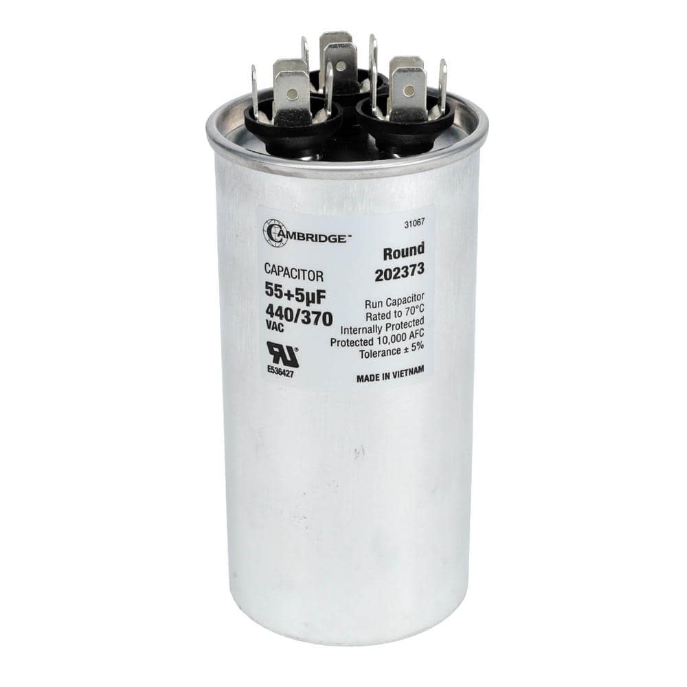 1.97 in. x 1.97 in. x 3.94 in. Aluminum 55 Plus 5 MFD, 440-Volt/370-Volt Dual Round Run Capacitor (1-Pack) - Hercitys