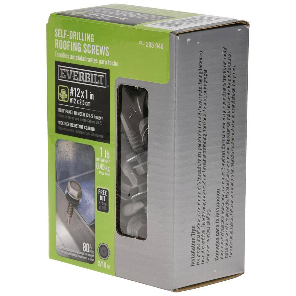 10-Pack #12 x 1 in. Flange Hex Head Hex Drive Self-Drilling Screw with Neoprene Washer (10 lb / 800-Piece) - Hercitys