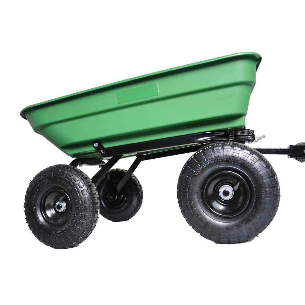 55 in. L Poly Garden Dump Truck Folding Car in Green with Steel Frame and Pneumatic Tire - Hercitys