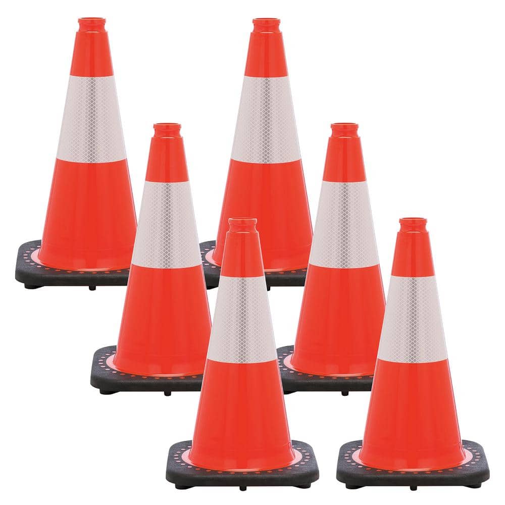 18 in. Traffic Orange Reflective Traffic Cones - Hercitys
