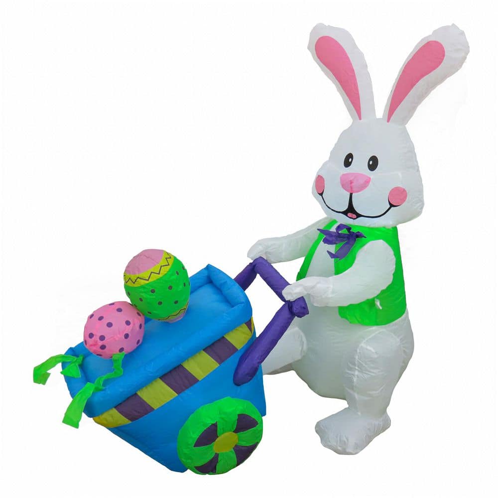4 ft. Inflatable Bunny Pushing Wheelbarrow - Hercitys