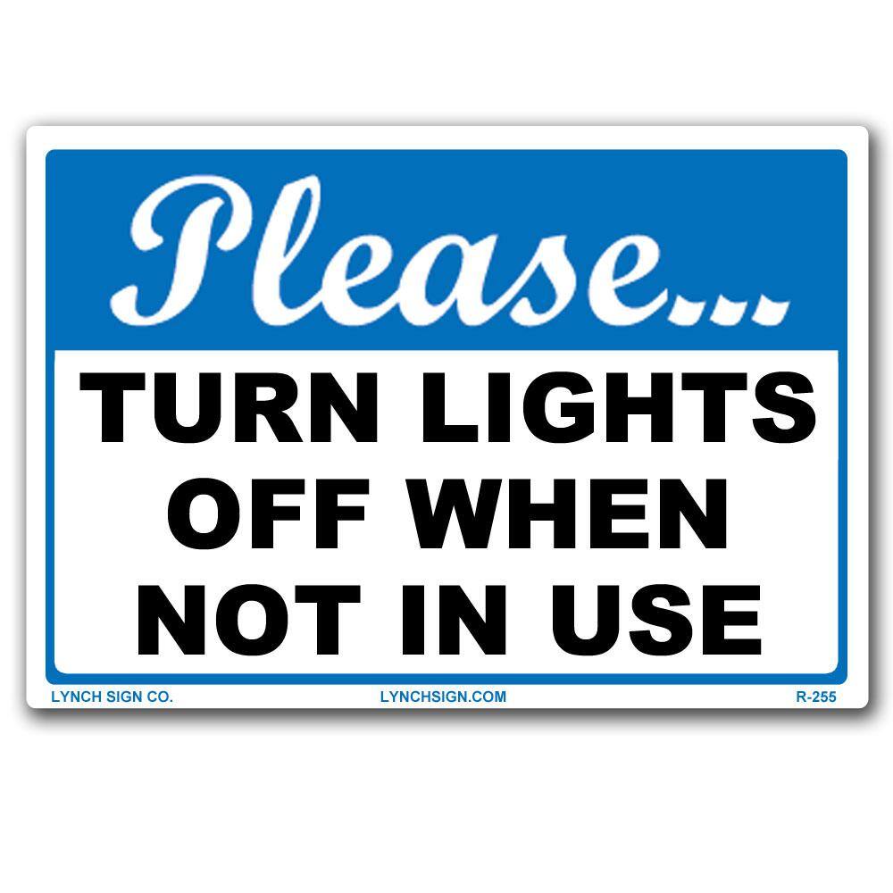 10 in. x 7 in. Turn Lights Off Sign Printed on More Durable Longer-Lasting Thicker Styrene Plastic. - Hercitys