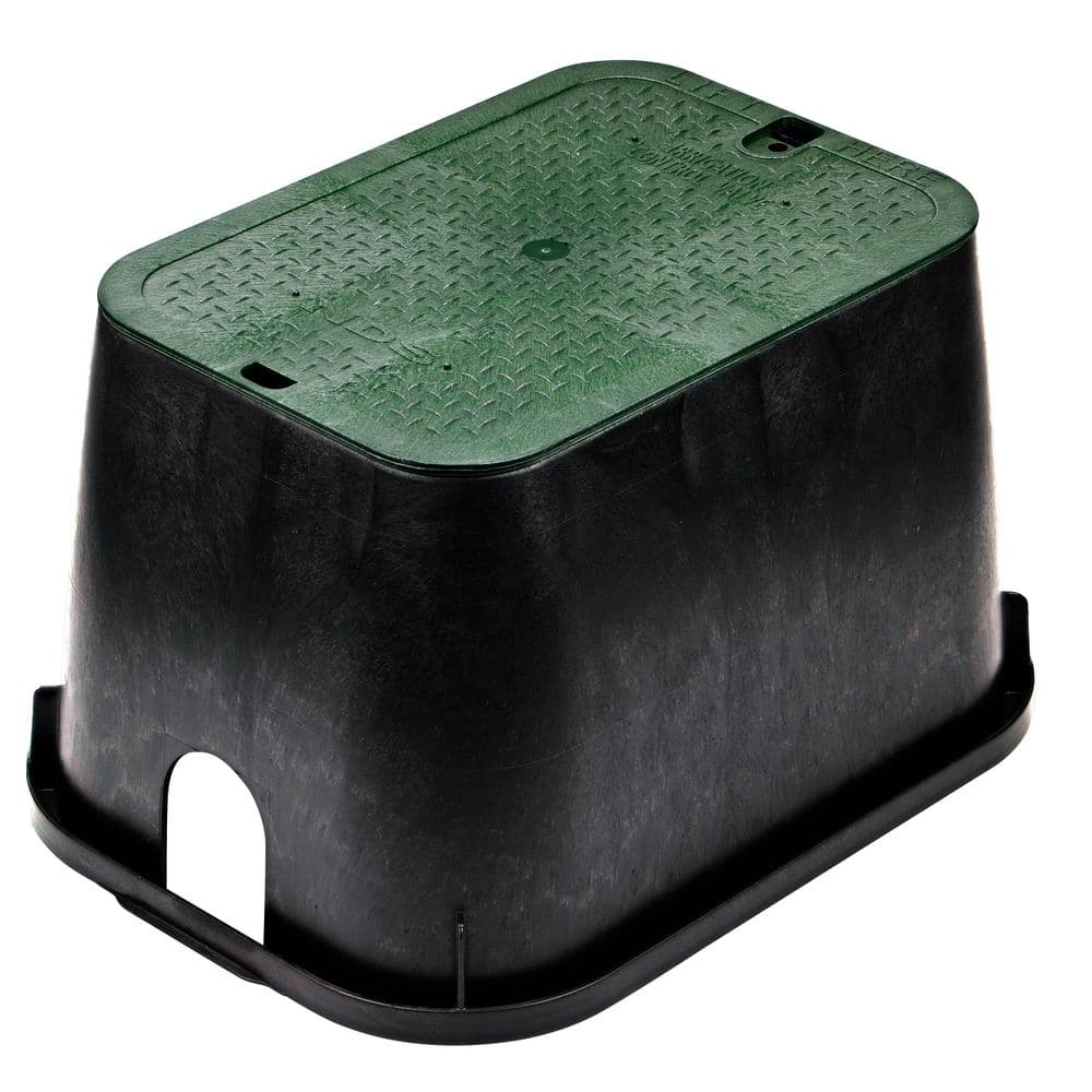 14 in. X 19 in. Rectangular Valve Box and Cover, Black Box, Green ICV Cover - Hercitys
