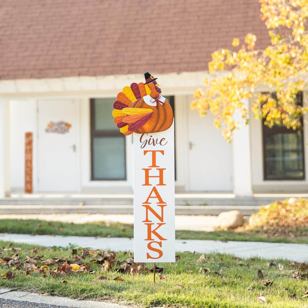 36 in. H Thanksgiving Metal Turkey “Give Thanks” Yard Stake - Hercitys