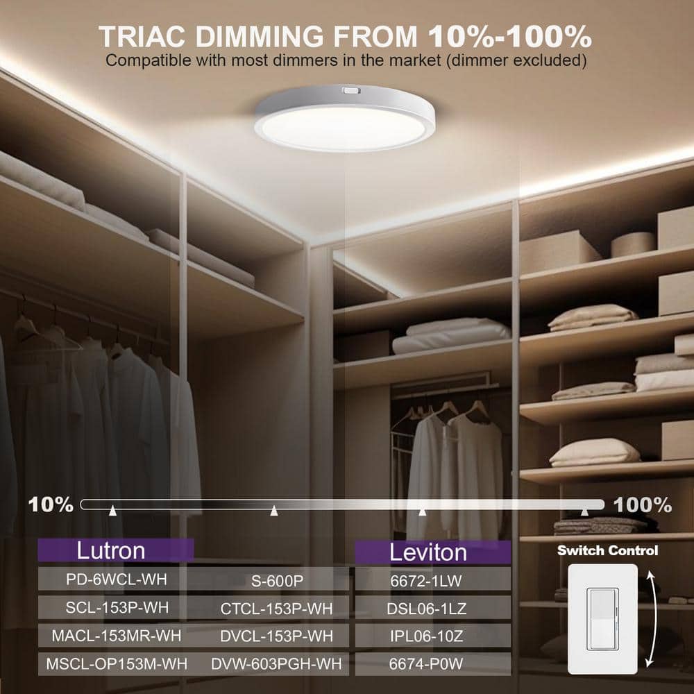 12 in. White Integrated LED Flush Mount Light Super Narrow Frame Slim LED Ceiling Light With 5 CCT Selectable (4-Pack) - Hercitys