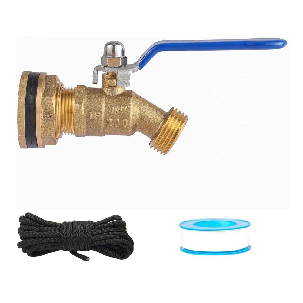 55 gal. Brass Water Tank Faucet, Bulkhead Valve for Outdoor Plastic Bucket Rainwater Drum Brass Rain Barrel Spigot Kit - Hercitys