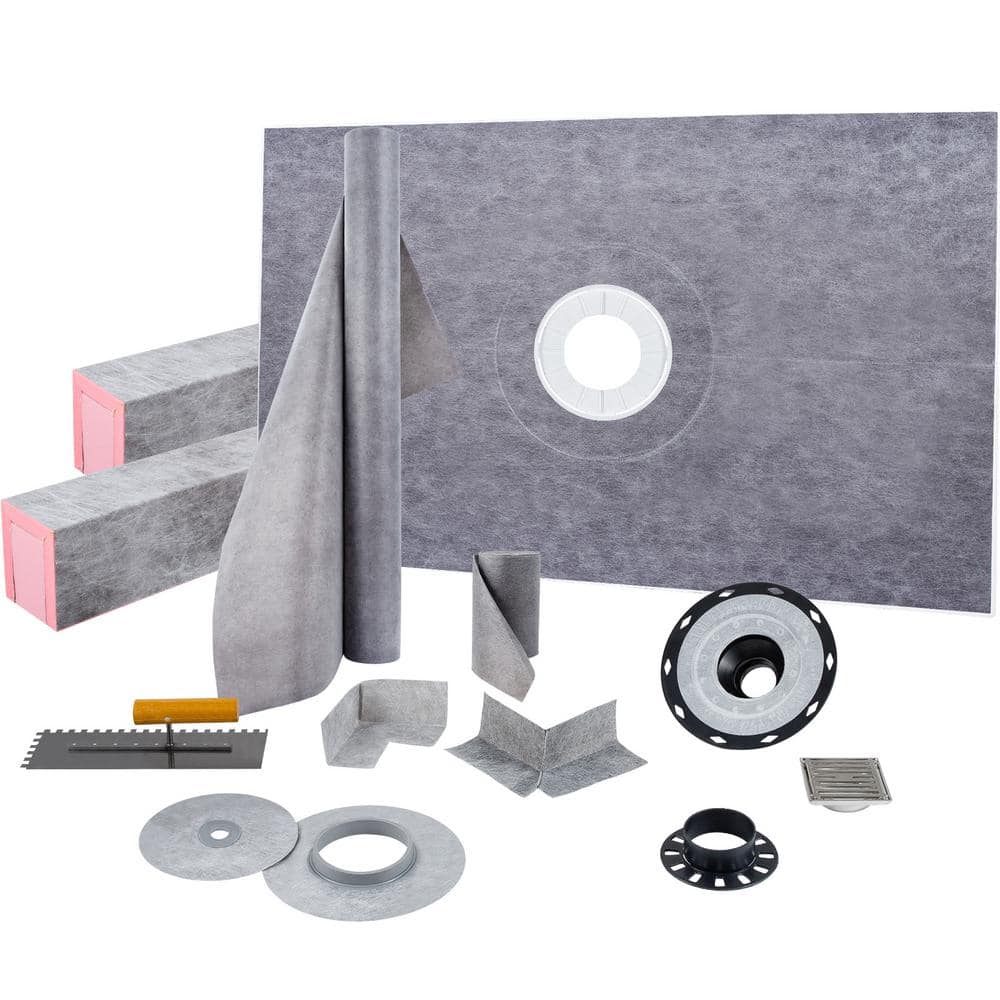 38 x 60 in. Waterproof Shower Pan Underlayment with 4 in. ABS Central Bonding Flange Polyethylene Shower Pan Liner - Hercitys