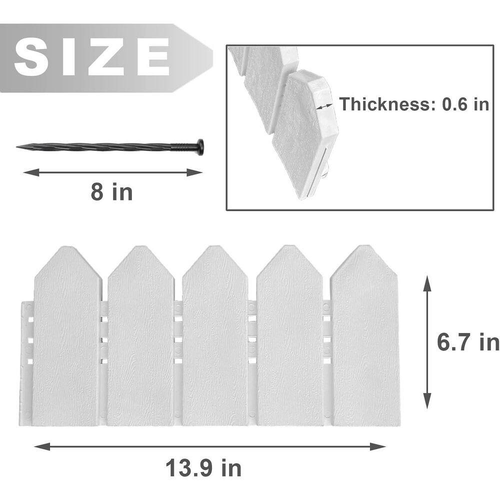 14 ft. x 6.7 in. White Decorative Double-Sided Plastic Landscape Edging Kit with 30-Anchoring Spikes - Hercitys