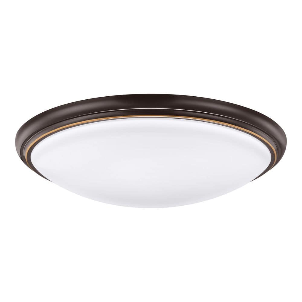 12 in. Light Brushed Nickel and Oil-Rubbed Bronze Adjustable CCT Integrated LED Flush Mount with Interchangeable Trim - Hercitys