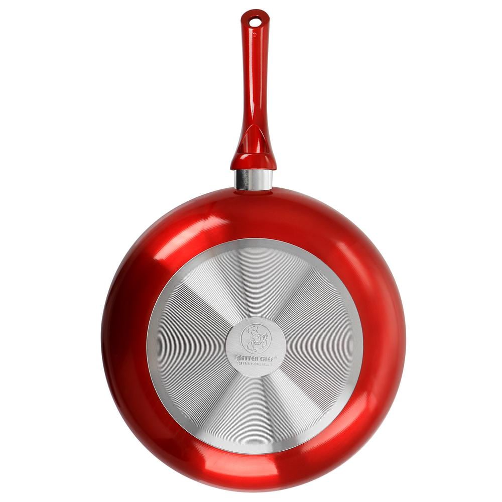 12 in. Aluminum Non Stick Frying Pan in Red - Hercitys