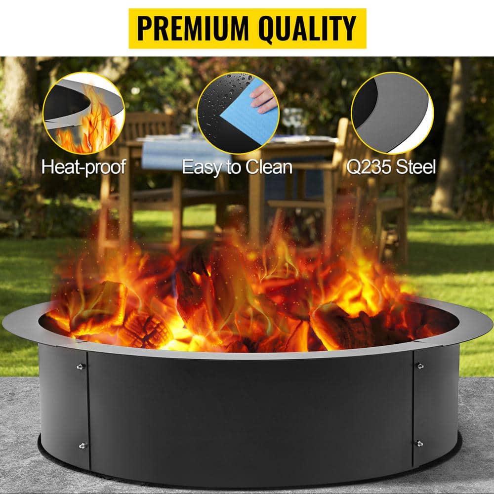 36 in. Dia x 10 in. H Park Style Grill Fire Pit Ring Park Grill Heavy-Duty Q235 Steel with 0.12 in. Thick for Outdoor - Hercitys