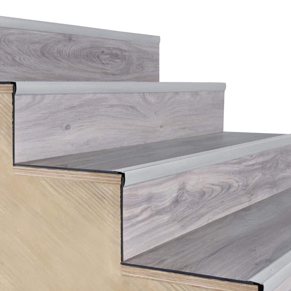 1-1/8″X1-1/8″X 72″ SILVER ALUMINUM STAIR EDGING W/SCREW NAILS - Hercitys