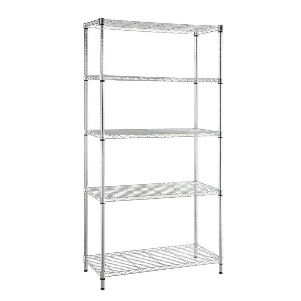 5-Tier Commercial Grade Heavy Duty Steel Wire Shelving Unit in Chrome (48 in. W x 72 in. H x 18 in. D) - Hercitys