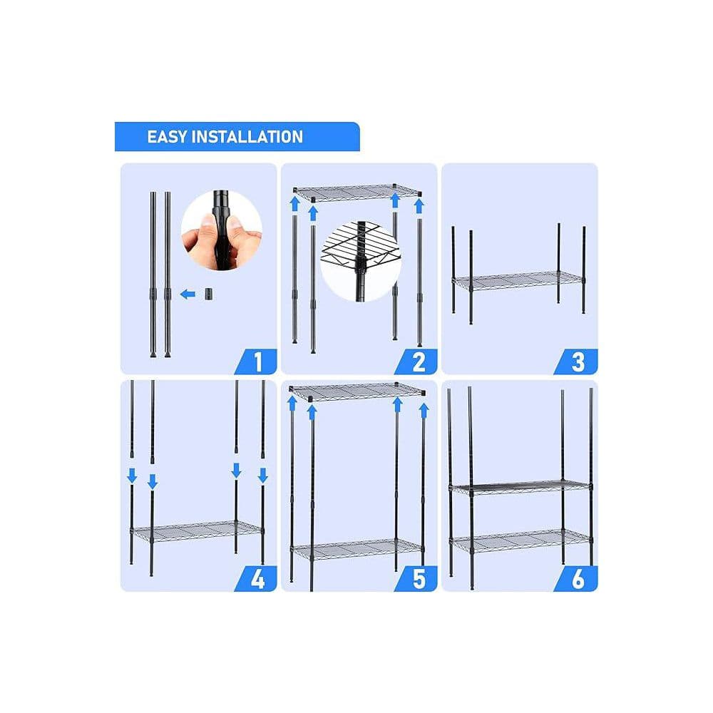 5-Tier Storage Shelves, Heavy Duty Wire Metal Shelving Unit for Kitchen in Black - Hercitys