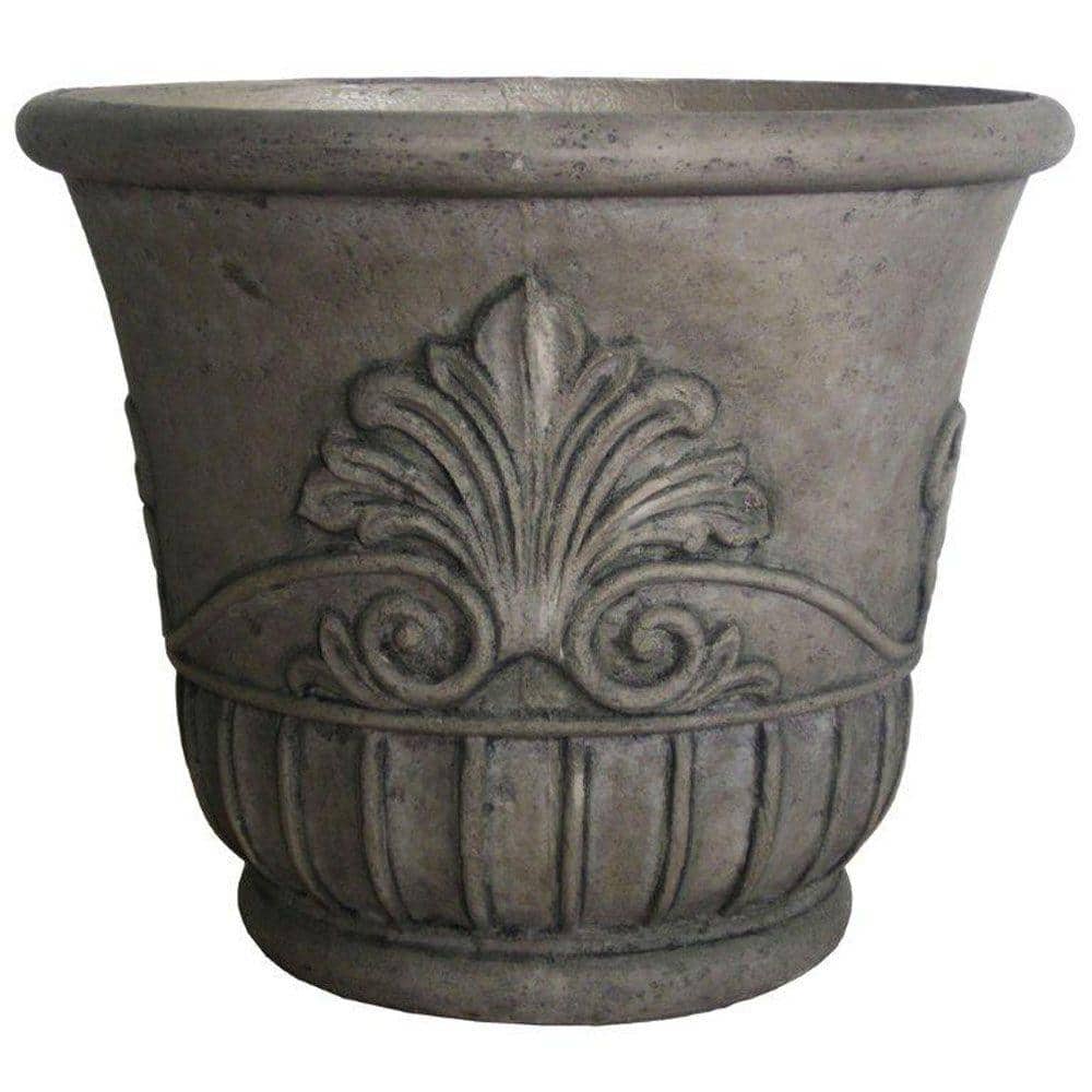 19 in. D Special Aged Granite Cast Stone Italian Leaf Pot - Hercitys