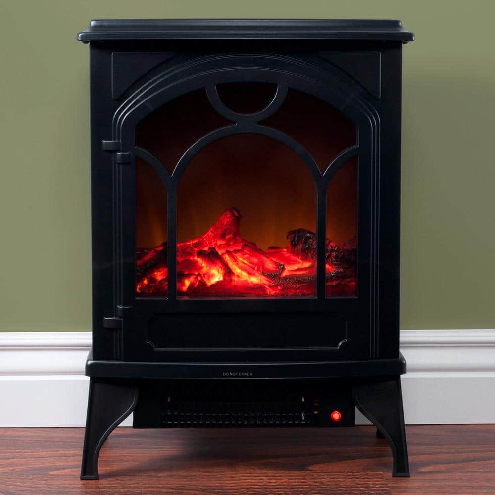 21.5 in. Freestanding Classic Electric Log Fireplace in Black - Hercitys