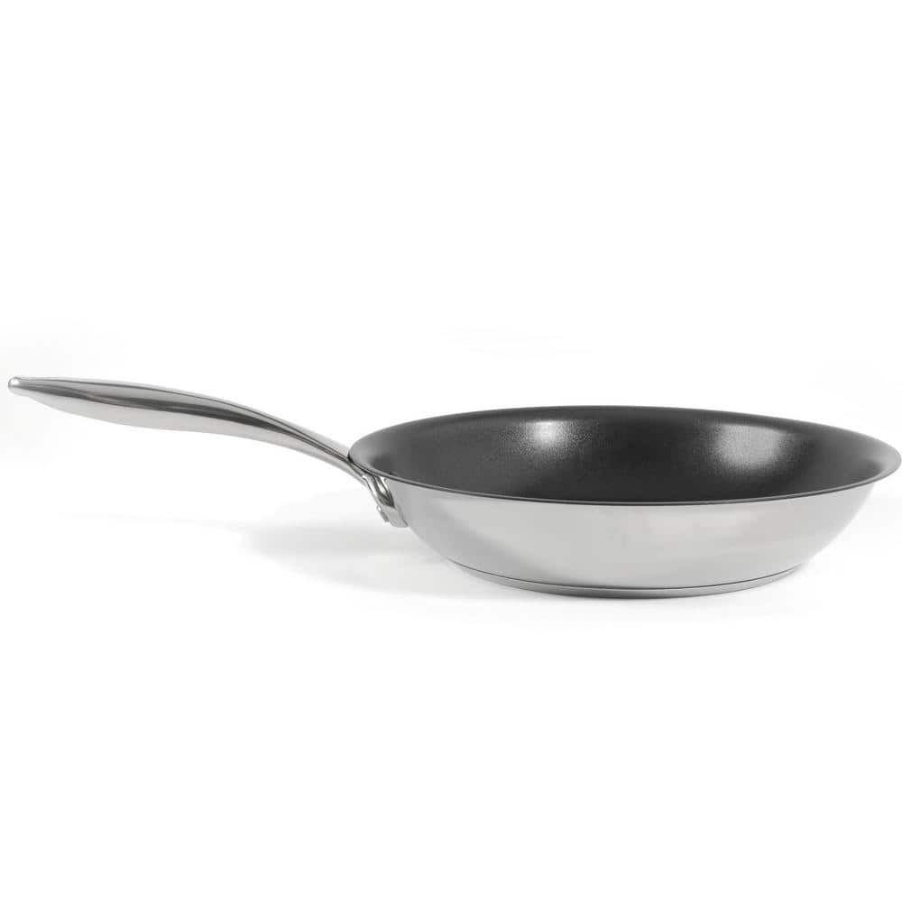 12 in. ETERNA Stainless Steel Pan, a 100% PFOA and APEO-Free Non-Stick Coating in Black Interior - Hercitys